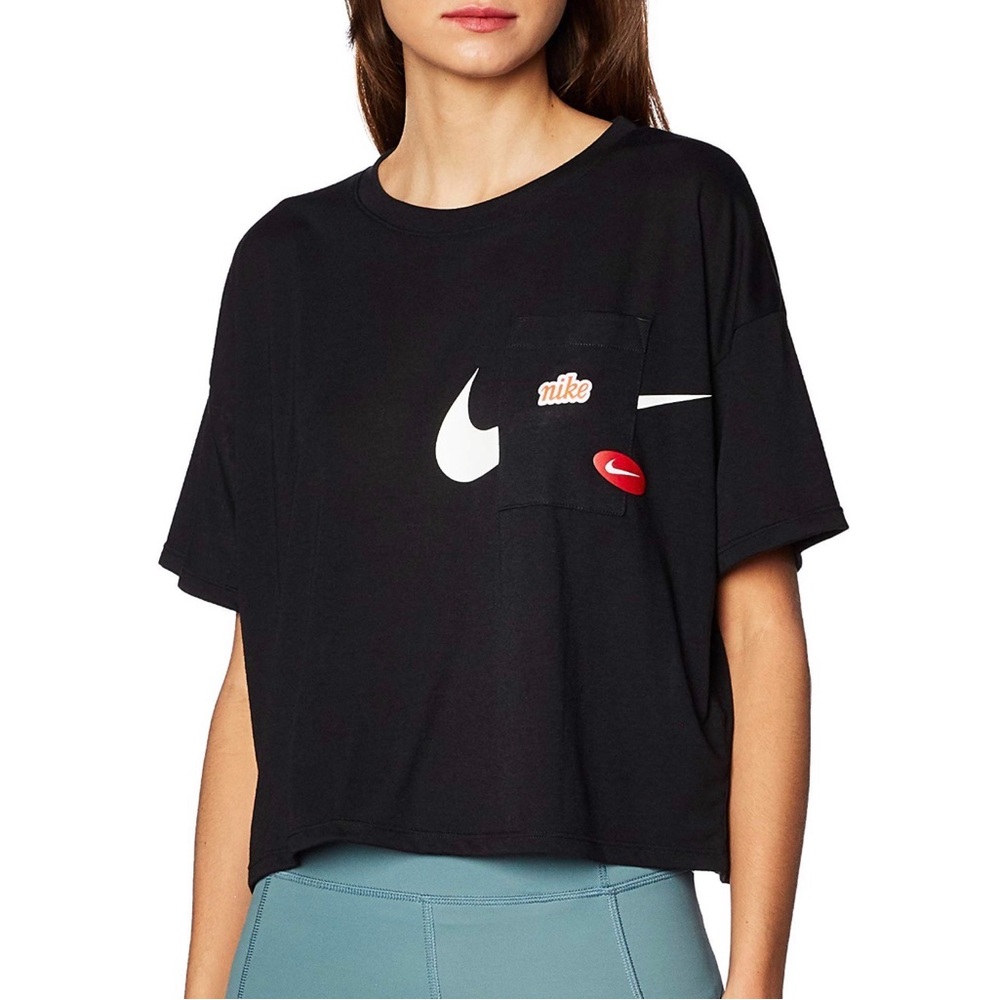 Nike Black Cropped Logo Icon Clash T-Shirt